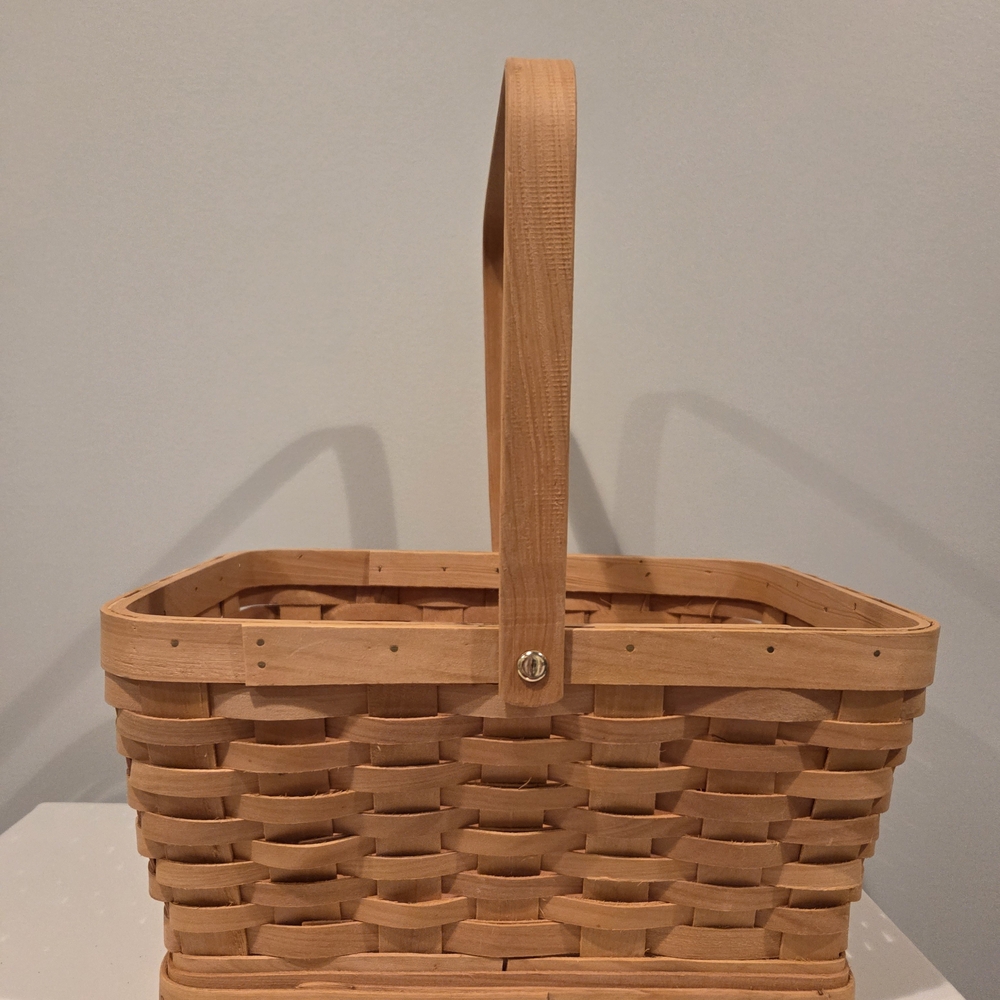Woven Wood Handle Storage Basket - Natural Brown